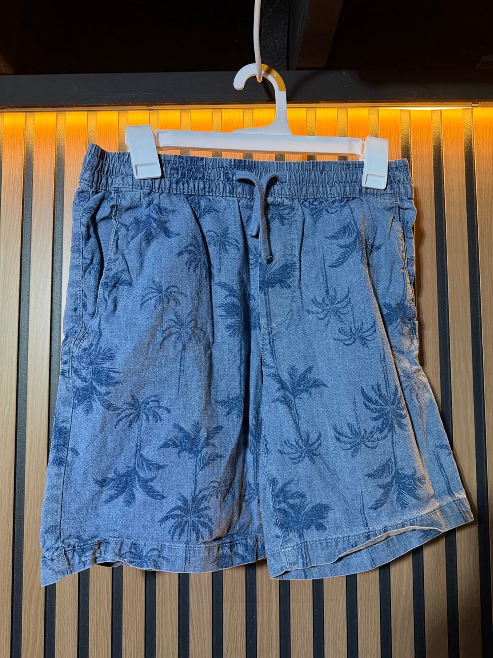 George Men’s Small 28-30 Blue‎ Palm Tree Print Drawstring Shorts